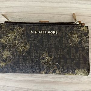 Michael Kors vintage wallet w/ MK monogram & Hawaiian Embroidered gold flowers